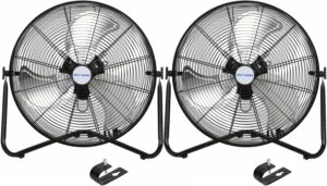 BILT HARD 20" High Velocity Floor Fan, 4600 CFM 3-Speed Industrial Shop Fan with Wall-Mounting System, Heavy Duty Metal Fan for Garage Workshop and Warehouse, 2 Pack