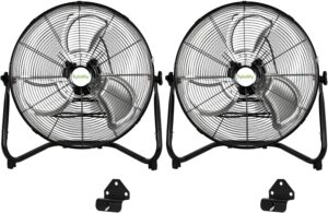 hykolity 20" High Velocity Floor Fan, 3-Speed Heavy Duty Industrial Fan with Wall-Mounting System, Metal Floor Fan for Commercial Space, Warehouse, Garage, and Workshop, 2 Pack