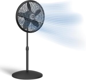 Lasko Pedestal Fan, Oscillating Fan for Bedroom with Adjustable Height and 3 Cooling Speeds, Portable, 18", Black, 1827