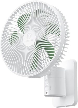 LEMOISTAR 8 Inch Small Wall Mounted Fan with Remote Control, 90° Oscillating, 4 Speeds High Velocity, Timer, Adjustable Tilt, 70 Inch Cord, Quiet, for RV Bedroom Home Office Garage-White